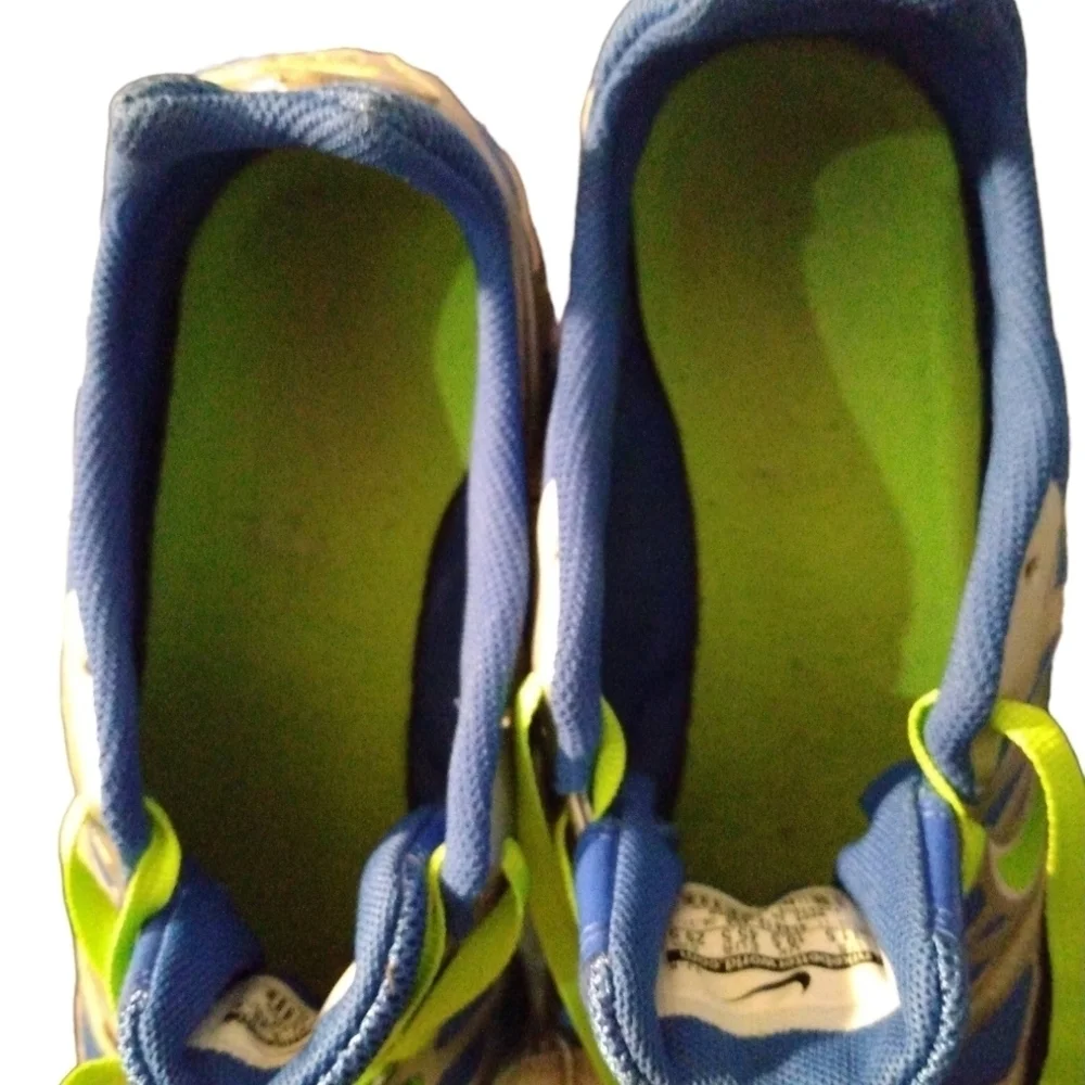 Nike Zoom Rival Sprint Blue, Silver, & Bright Green Men's Shoes (Cleats) 11.5